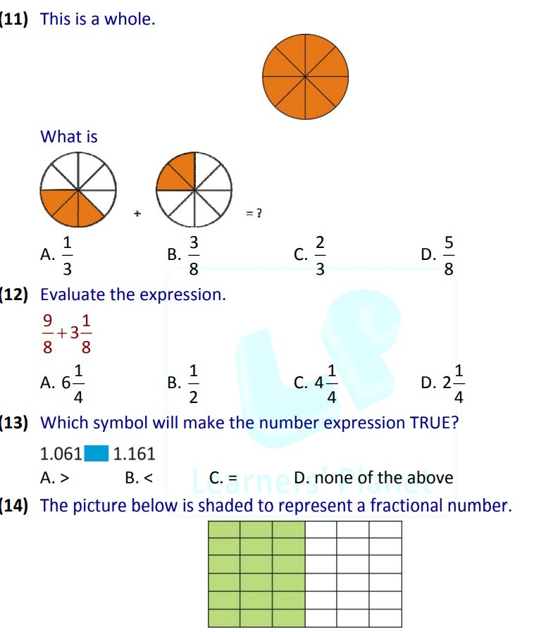 Download free Fraction and decimal printable worksheet